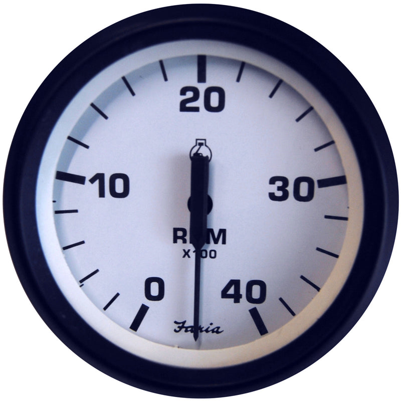 Faria Euro White 4" Tachometer 4000 RPM (Diesel) (Mechanical Takeoff  Var Ratio Alt) [32942]