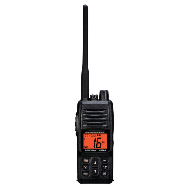 Standard Horizon HX380 5W Commercial Grade Submersible IPX-7 Handheld VHF Radio w/LMR Channels [HX380]