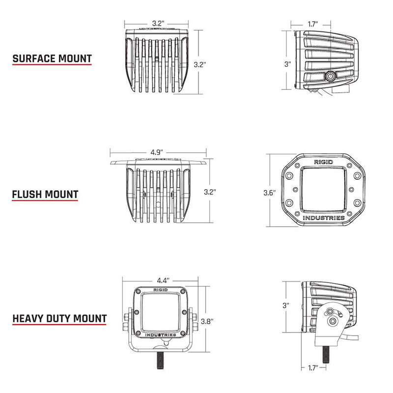 RIGID Industries D-Series PRO Hybrid-Spot LED - Pair - White [602213]