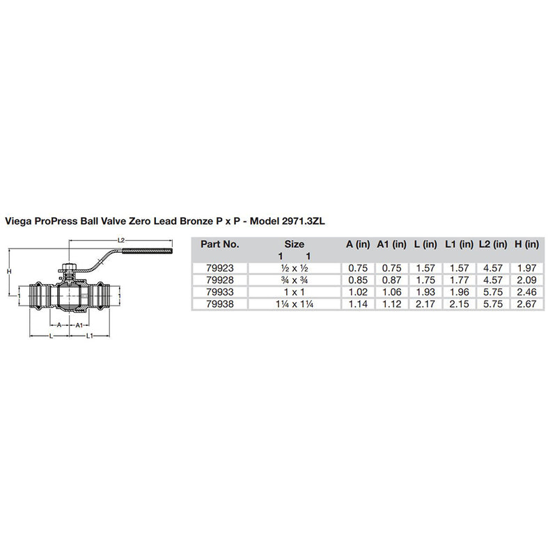 Viega ProPress 1" Zero Lead Bronze Ball Valve w/Stainless Stem - Double Press Connection - Smart Connect Technology [79933]