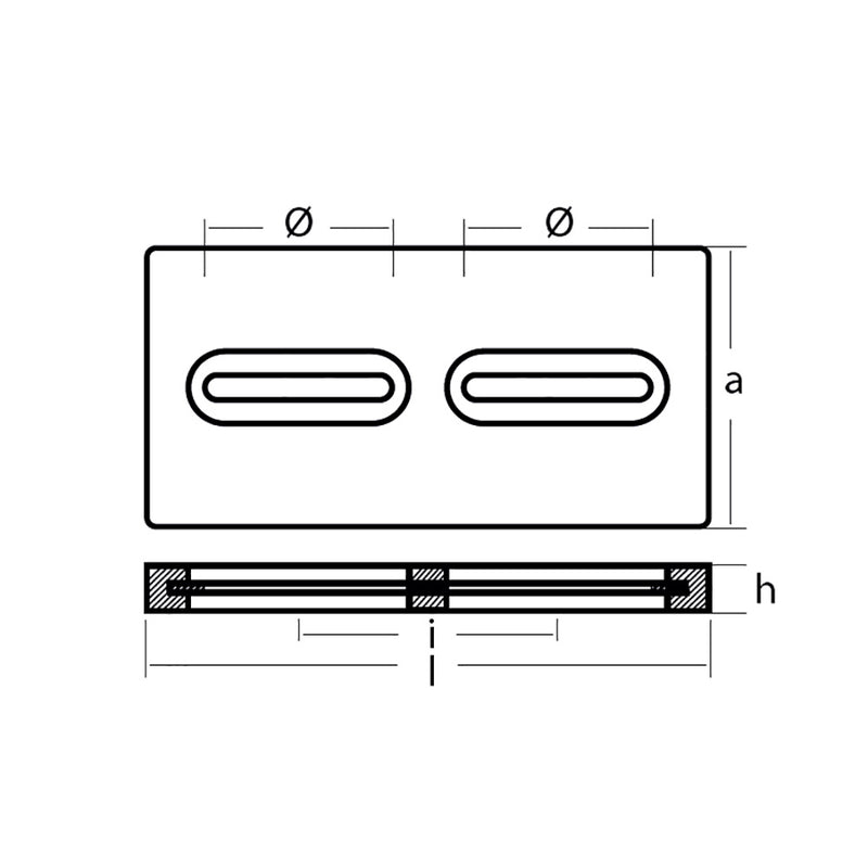 Tecnoseal Rectangular Zinc Plate Anode w/Inserts - 12" x 6" x 1" [TEC-DIVERSD]